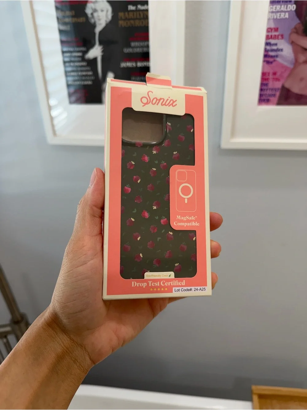 Sonix Dark Green Phone Case with Pink Rose Print- 16 Pro Max